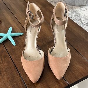 Worthington Nude Ankle Strap Heels